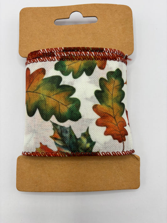 Carded Green Autumn Wired Ribbon