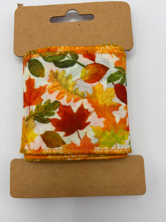Carded Orange Autumn Wired Ribbon