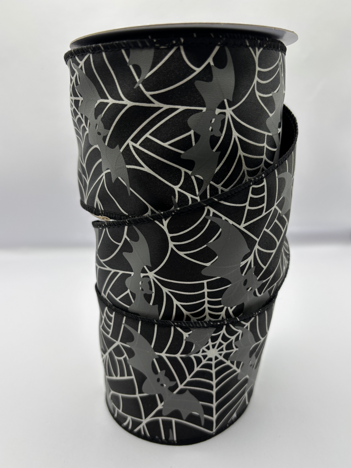 Wired Black And White Cobweb Halloween Ribbon 2.5" x 10 Yards