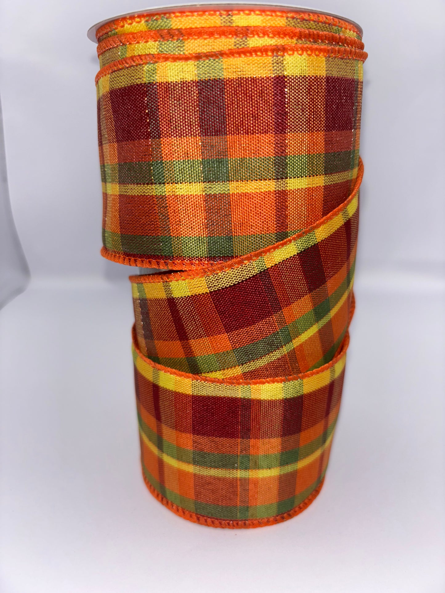 63mm Autumn Tartan Wired Ribbon
