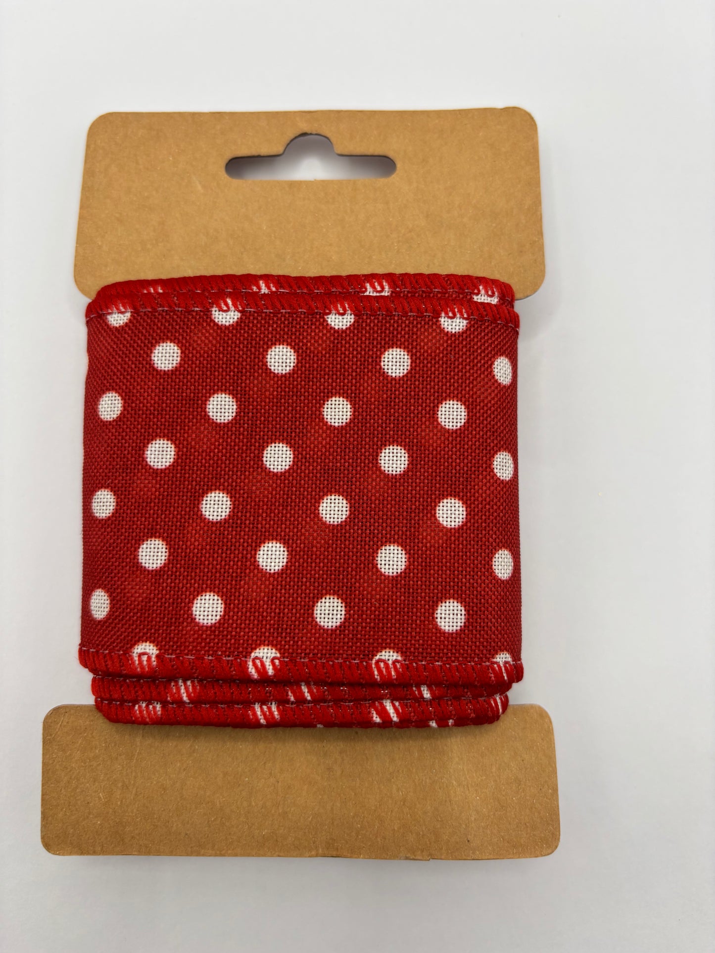 Carded Red With White Spot Wired Ribbon