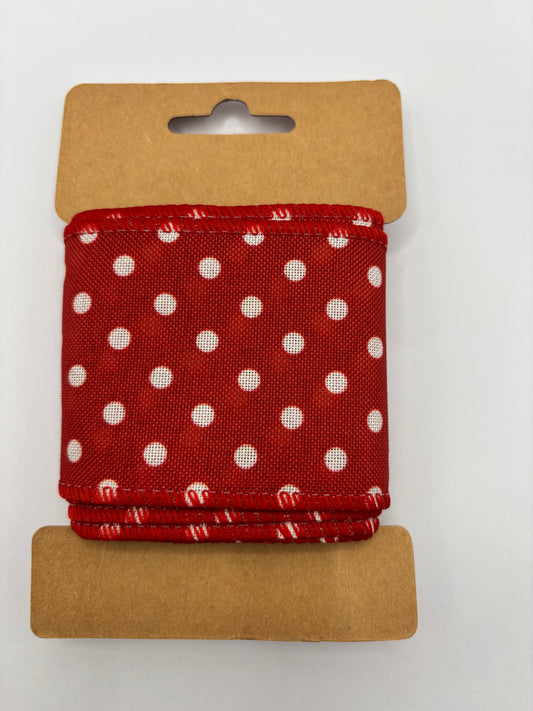 Carded Red With White Spot Wired Ribbon