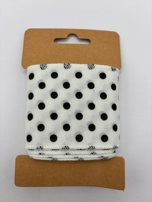 Carded Black & White Spot Wired Ribbon