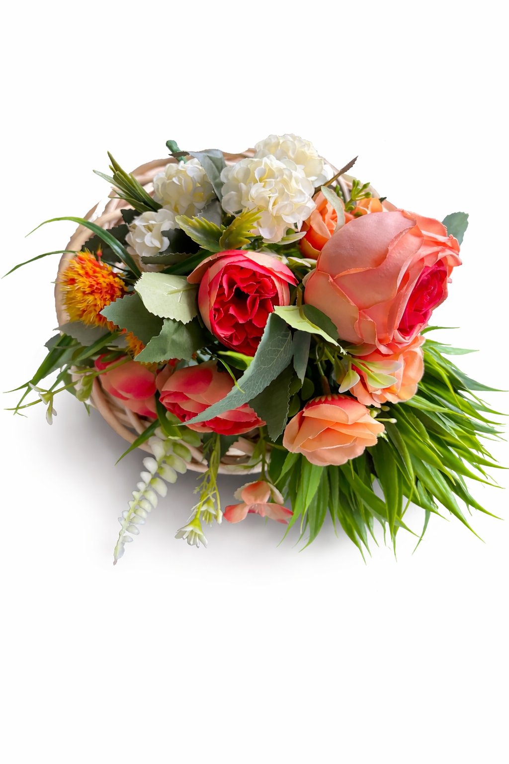 Orange Flower Wreath Kits on a 25cm wicker base