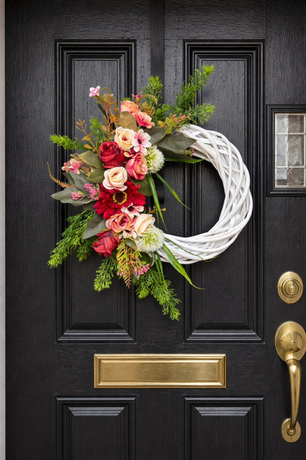 Maroon & Pink Flower Wreath Kits on a 25cm wicker base