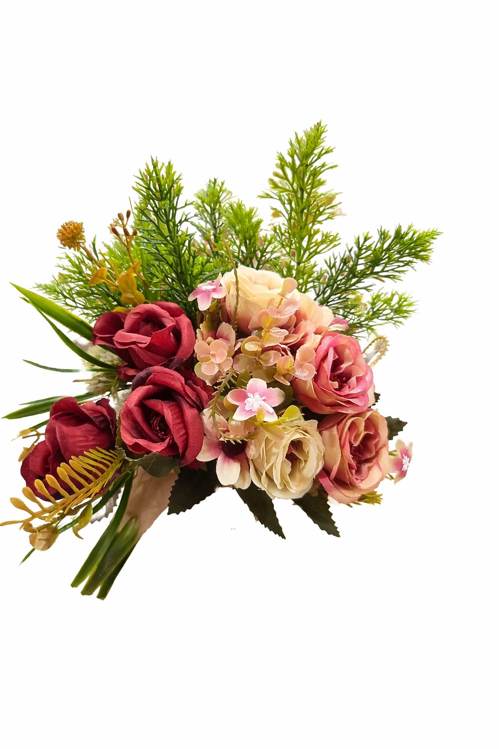 Maroon & Pink Flower Wreath Kits on a 25cm wicker base