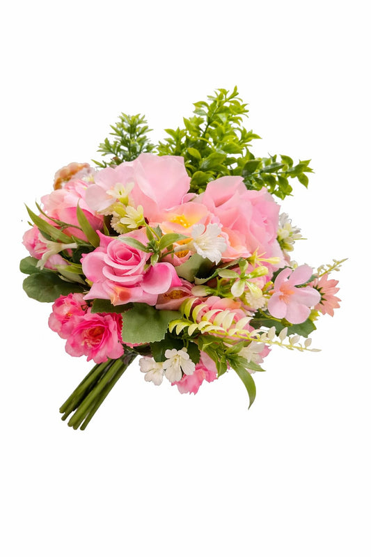 Pink Flower Wreath Kits on a 25cm wicker base