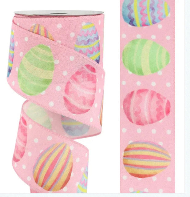 Wired Easter Egg Ribbon 63mm x 9.1 mtrs