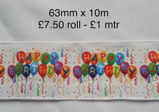 Wired Happy Birthday Ribbon 2.5" x 10 Yards