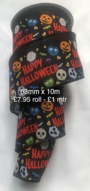 Wired Happy Halloween Ribbon 2.5" x 10 Yards