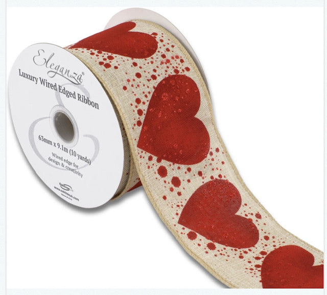 Wired Large Heart/Dots 63mm x 9.1m
