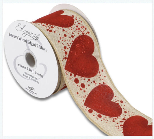 Wired Large Heart/Dots 63mm - £1 per metre