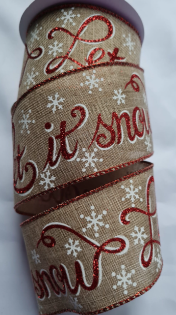 Christmas Let It Snow Wired Ribbon 2.5" x 10 yards