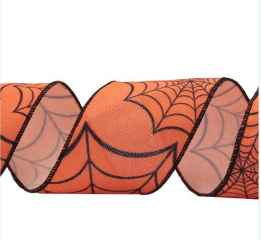Wired Halloween Spider's Web Ribbon 2.5" x 10 Yards