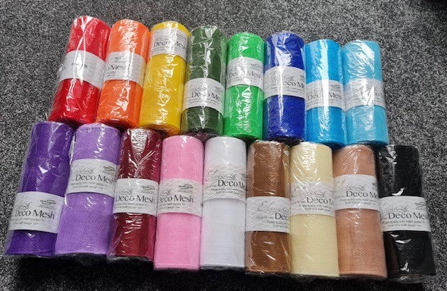 Plain Deco Mesh 10" x 10 yards available in various colours