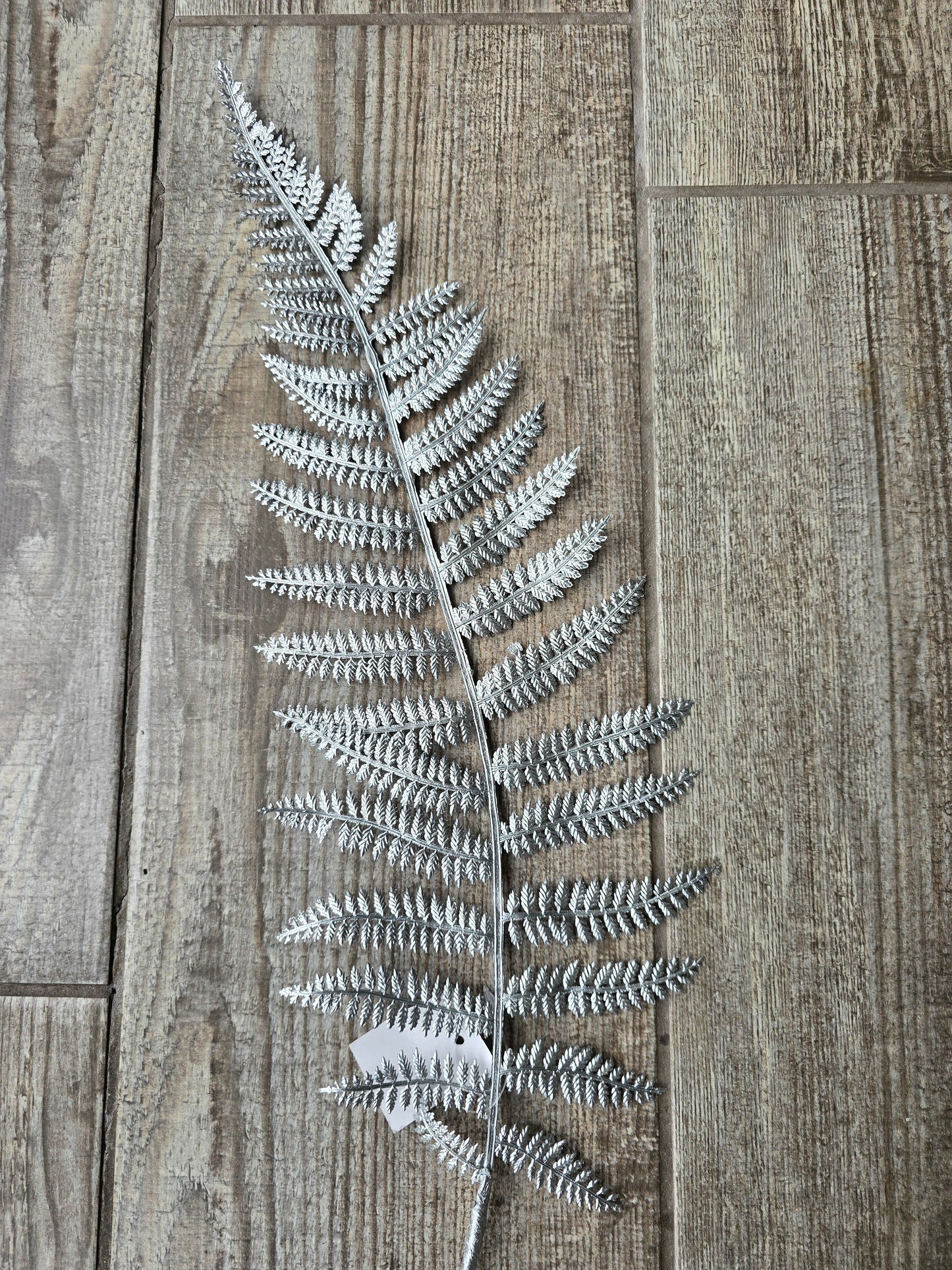 Xmas Plastic Chrome Fern Stem pic Siver 77cm