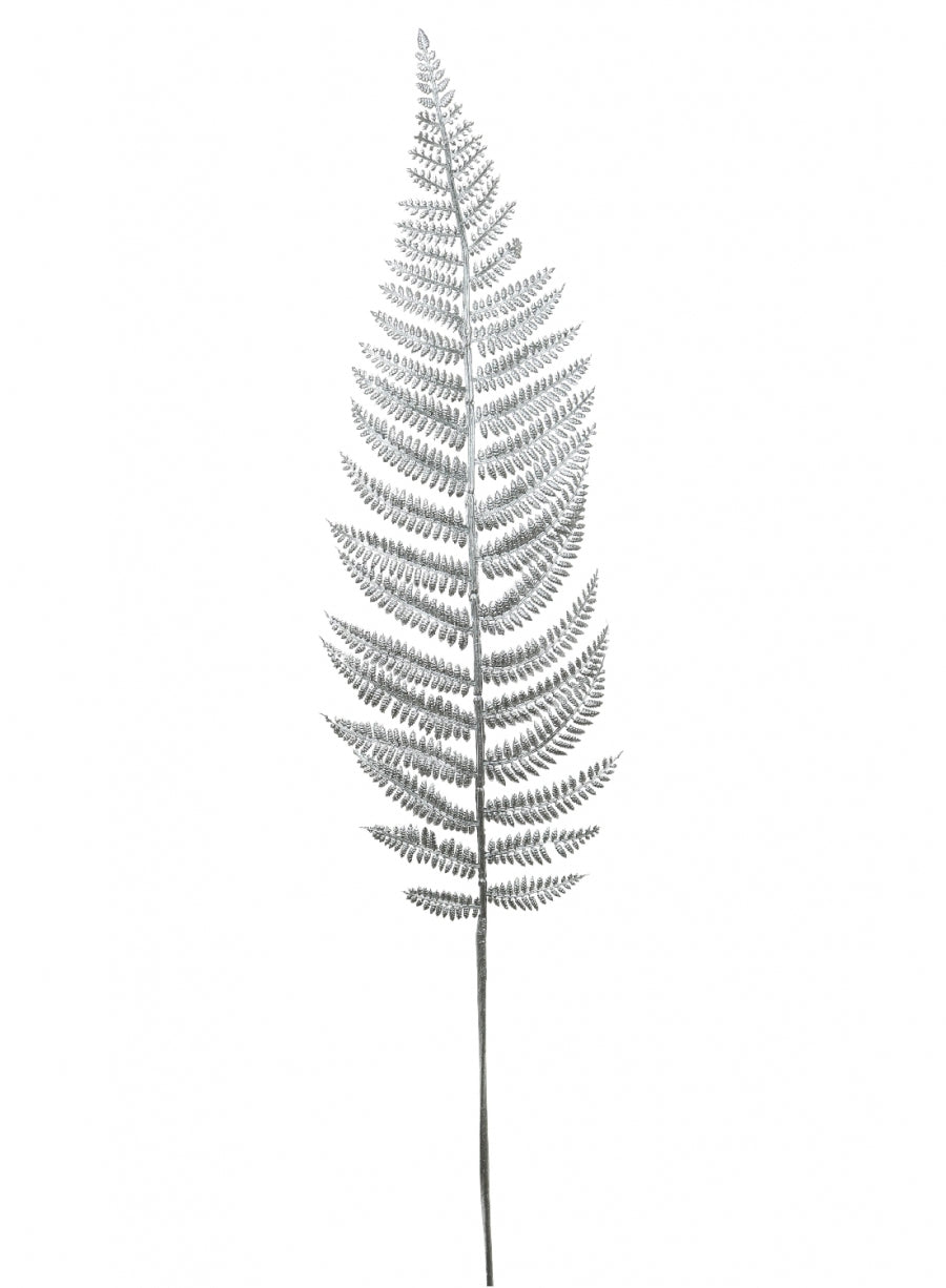 Xmas Plastic Chrome Fern Stem pic Siver 77cm
