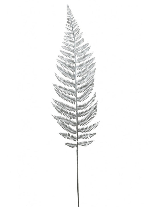 Xmas Plastic Chrome Fern Stem pic Siver 77cm