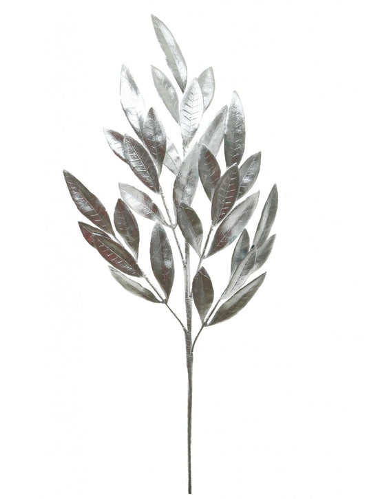 Xmas Plastic Chrome Laurel Spray pic Silver 66cm