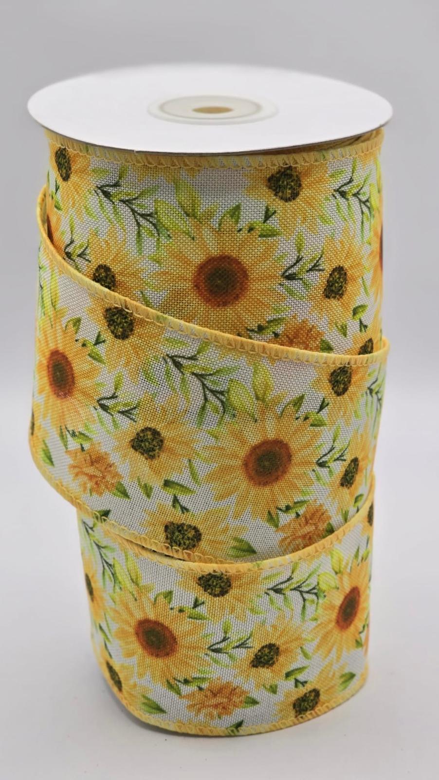 Wired Sunflower Ribbon 2.5" - £1 per metre