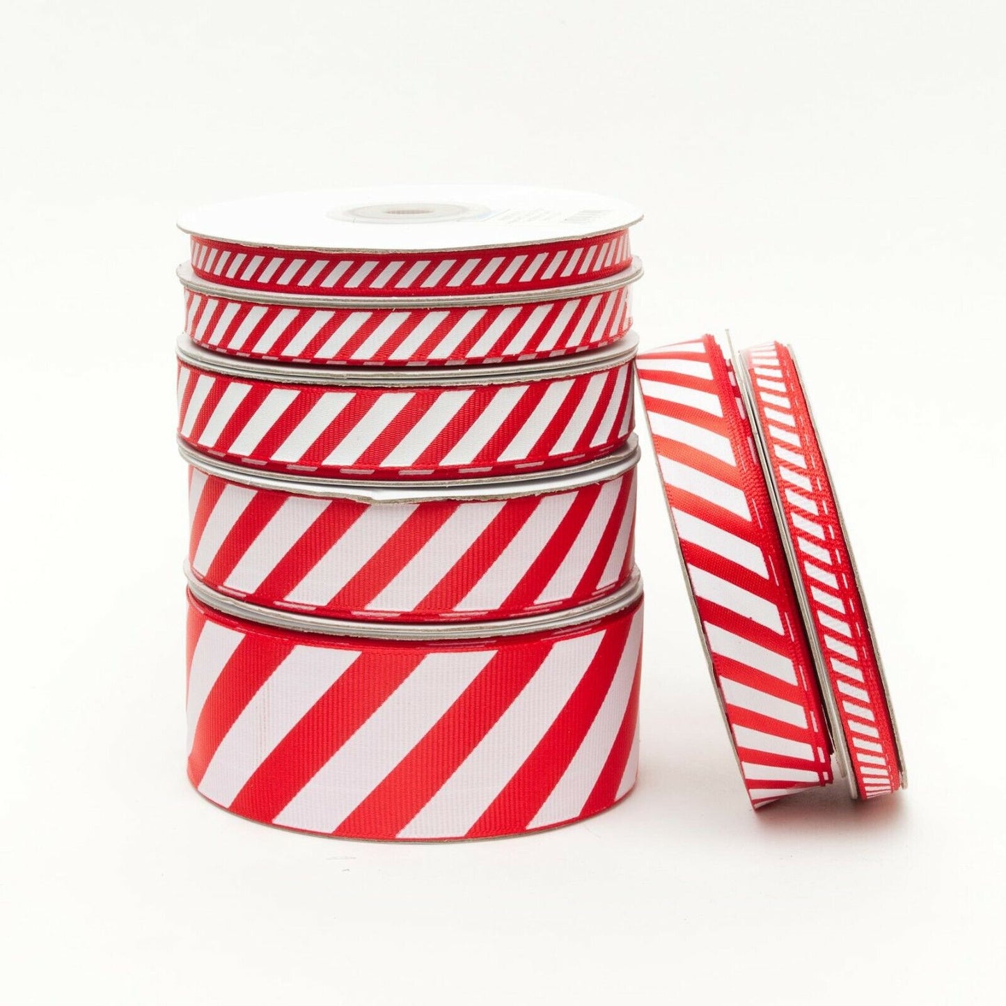 6mm Candy Cane Stripe Red/White Grosgrain Ribbon- Per Metre